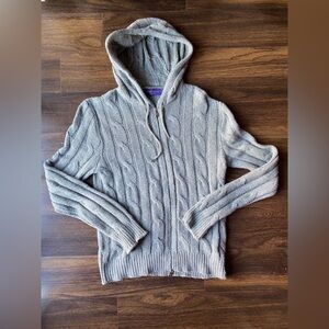 Ralph Lauren Purple Label Women’s Cable Knit Cashmere Hoodie With Zip Size S